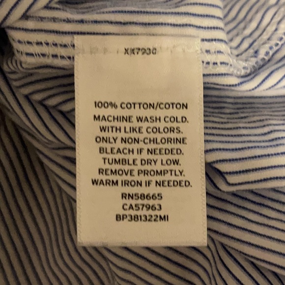 BP Blue and White Striped Tie Knot Cuffs Blouse - Picture 8 of 8